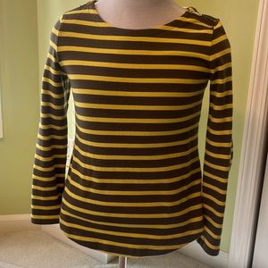 Talbots olive/yellow striped top